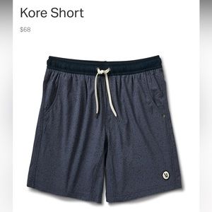 Vuori Kore Men’s Shorts in Azure Dashed Lines, Size L